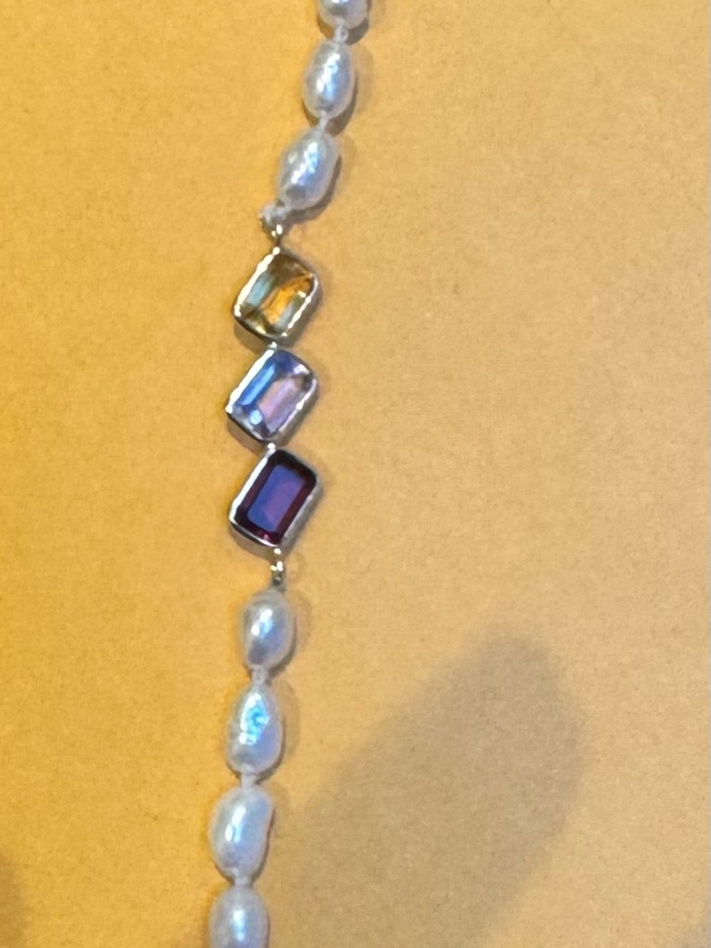 Vintage • 14 KT Gold • Freshwater Pearl Bracelet• Citrine, Amethyst • Garnet - Picture 3 of 4